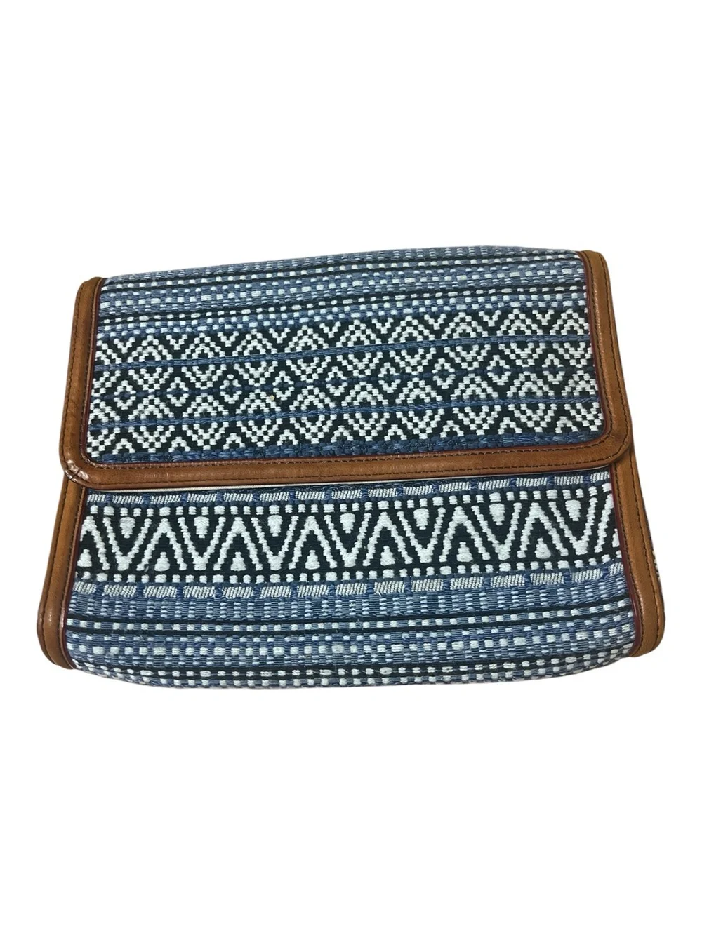 J.McLaughlin Woven Geometric Foldover Clutch